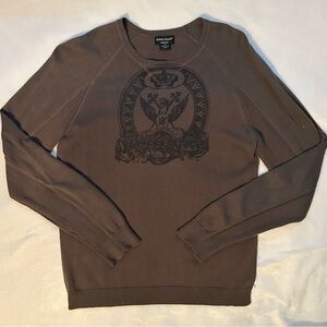 GUESS JEANS AUTHENTIC Brown Knit Lightweight Sweater Men’s S Logo Y2K